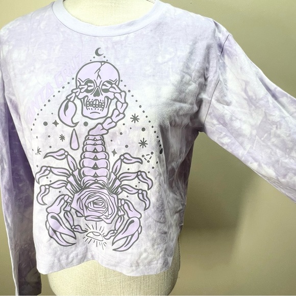 NWT Santa Cruz Scorpio Purple Tie Dye Long Sleeve Crop Top T Shirt Small - Picture 4 of 10